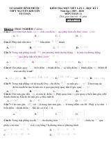 Đề kiểm tra lần 2 HK1 Toán 11 năm 2019 – 2020 trường Nguyễn Khuyến – Bình Phước (bản Word)